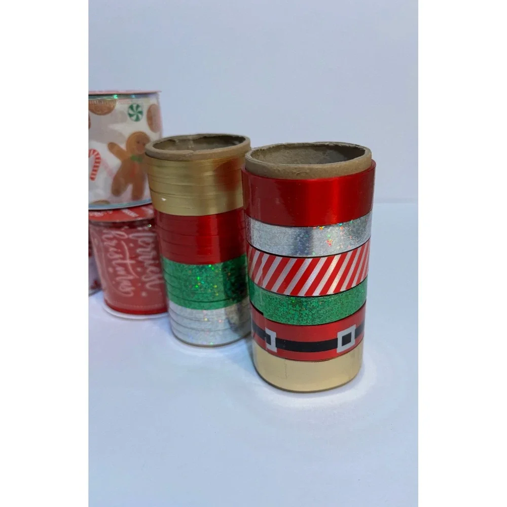 Holiday Style Christmas Decorative Ribbon Bundle Wired & Curling Assorted 9pc